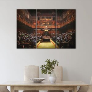 3 panels monkey parliamen canvas art