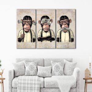 3 panels three wise monkeys canvas art