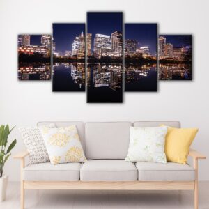 5 panels austin skyline canvas art