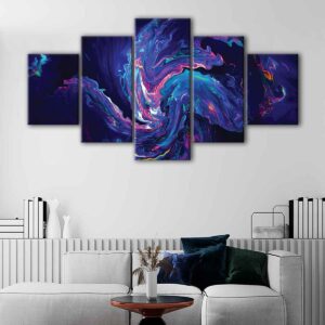 tableau chaos bleu 5 pièces