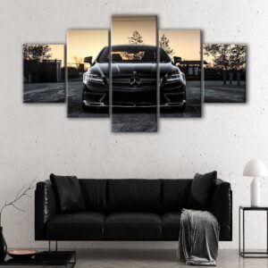 5 panels black mercedes amg canvas art